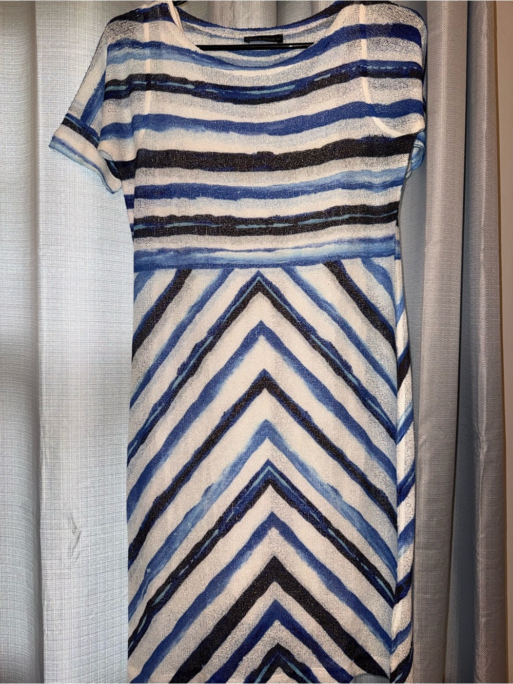 Striped Blue and White Sheath Dress - Women's